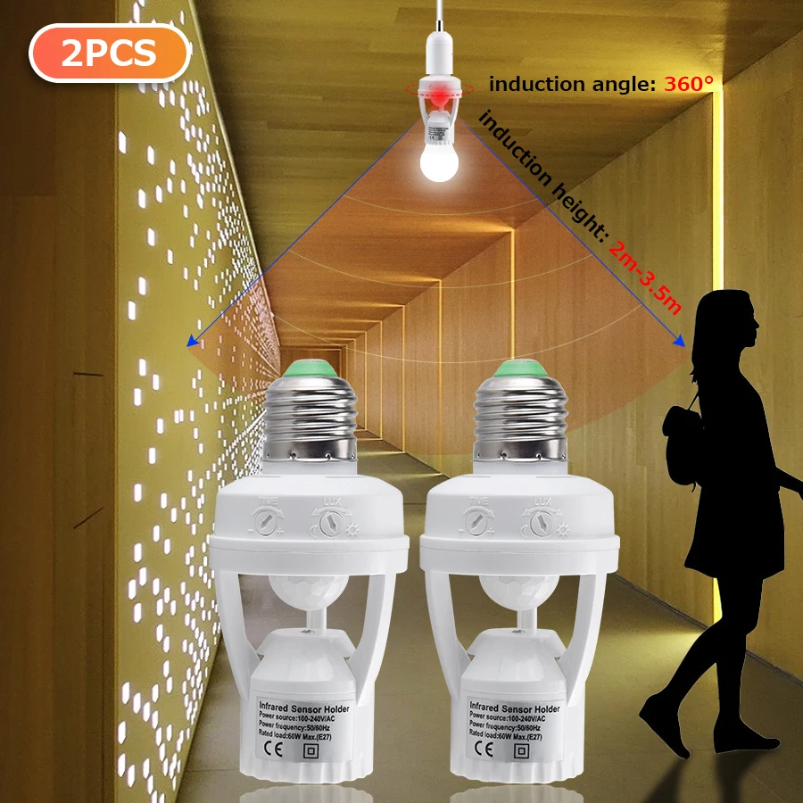 Mini convertisseur de détection PIR, détecteur de mouvement, support de lampe  avec commande de lumière, interrupteur intelligent, adaptateur de prise  d'ampoule, 100-240V - AliExpress
