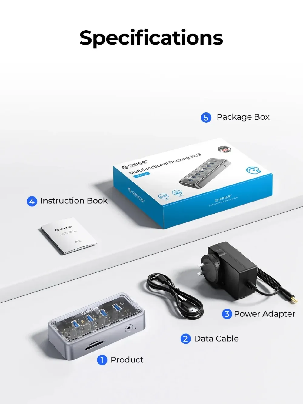 ORICO Metallic USB3.1 Hub 5Gbps High Speed Transmission 8 Ports Simultaneous Expansion Ports For All Macbook Mac Mini 6