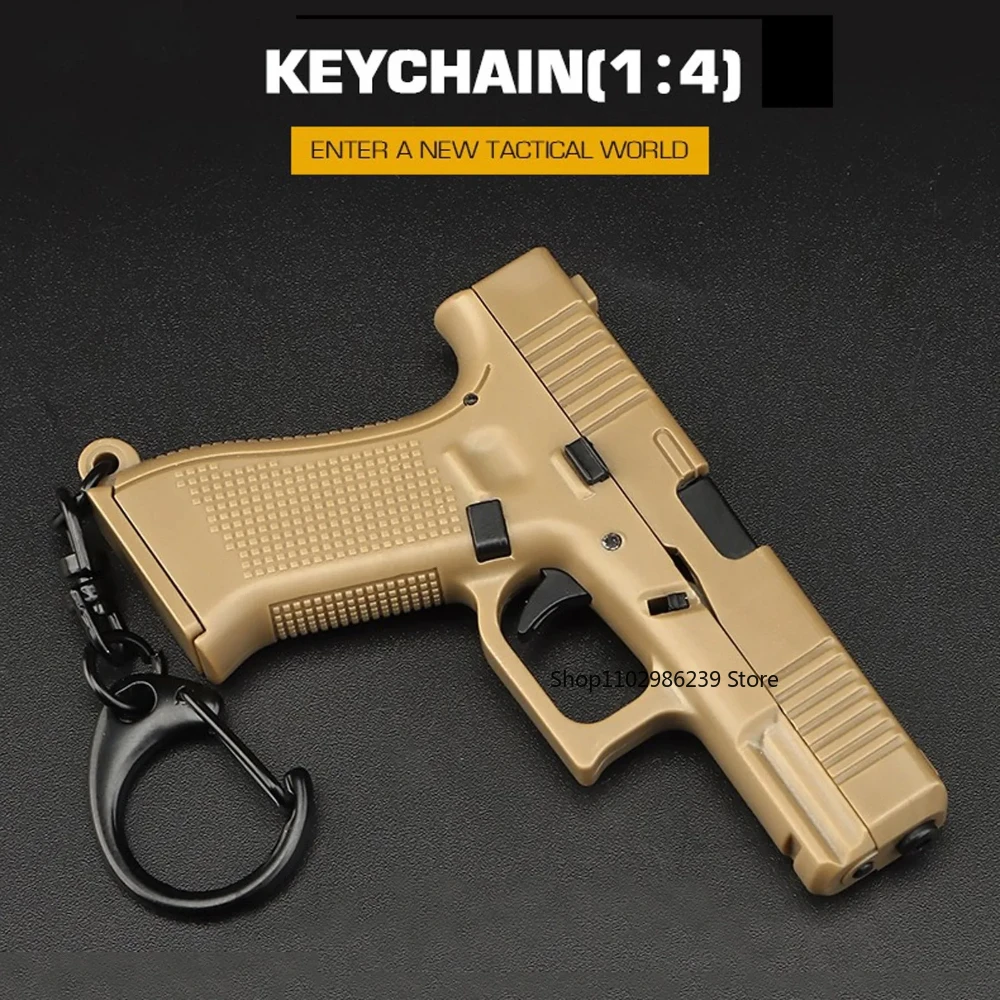 Mini Tactical Pistol Shape Car Keychain for Men Portable Detachable Keyring Realistic Model Toy Bag Accessories