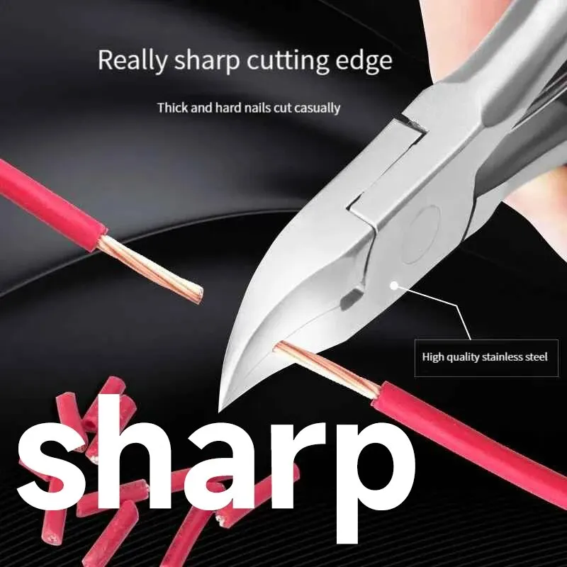 Nail Clipper Stainless Steel Nail Groove Pliers Bent Nose Plier Dead Skin Clipper Rubber Handle Onychomycosis Ingrowing