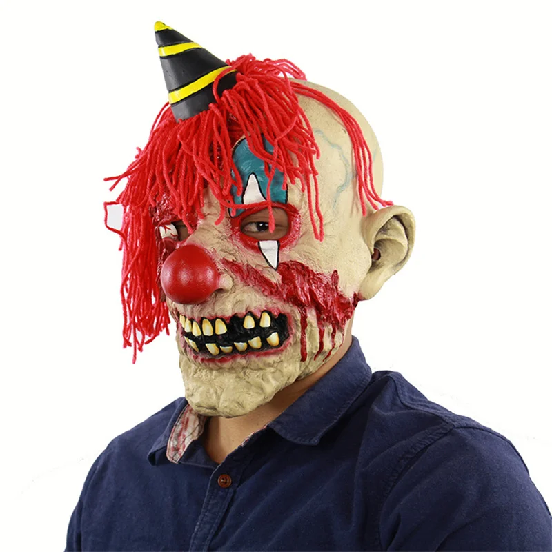 

Clown Mask Halloween Adult Creepy Horror Full Head Linen Mask Scary Cosplay Carnival Party Prop