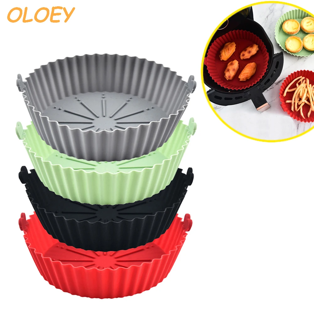 18cm Air Fryers Oven Baking Tray Fried Chicken Basket Mat AirFryer Silicone  Pot Round Replacemen Grill Pan Accessories - AliExpress