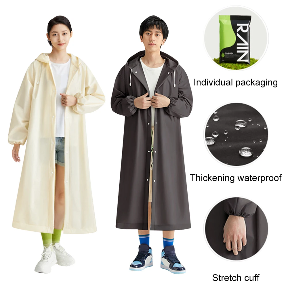 Raincoat Poncho Adult Long Raincoats EVA Impermeable Waterproof Rain Coat Men Women Travel Hooded Beam Port Rain Poncho For Fishing Camping