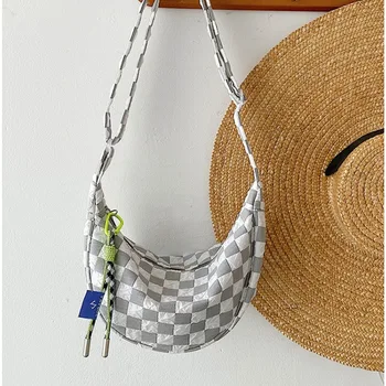 Borsa Hobo in Tela di Grande Capacità per Donna, Design Trapuntato Elegante, Borsa a Tracolla Casual