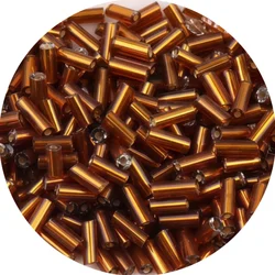 Premium Silver Core Glass Tube Beads for DIY Embroidery and Crafts (16 Coffee)