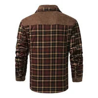 Men's Cotton Jacket Autumn Winter New Check Print Warm Casual Business Office Lapel Coat Men Middle-aged Elderly Cotton Clothes 2
