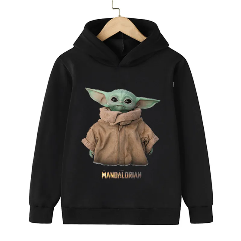 

3-16 Years Children's Cartoon Baby Yoda Sweatshirt Mandalorian Print Hoodies Boys Girls Long Sleeve Tops Outdoor Streetwear