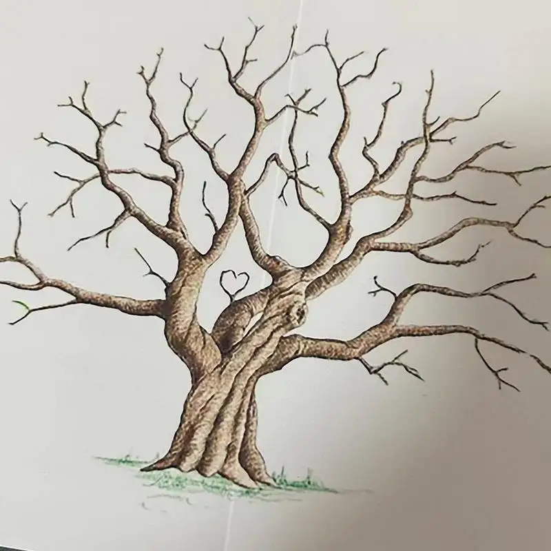 Fingerprint Tree Graduation Guest Book Fingerprint Tree Canvas DIY Creative Sign-In Book Waterproof for Birthday Wedding