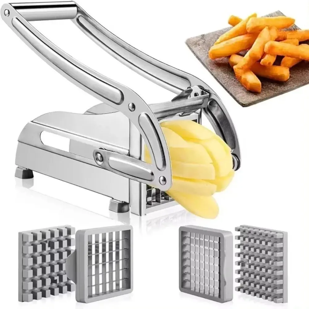 Stainless Steel Manual Potato Cutter 36/64 Hole Silver French Fries Cutter Machine Rust-proof French Fries Slicer Potato