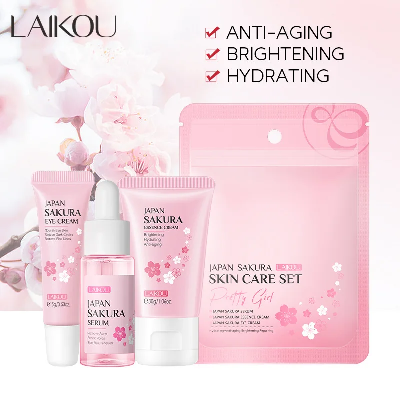 LAIKOU Sakura Moisturizing Skin Care Set Face Cream Facial Serum Eye Cream skincare Antiaging