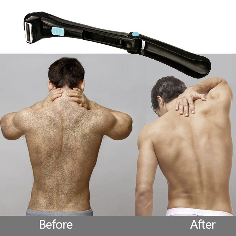 Top Sale Men Shaving 180 Degrees Foldable Electric Back Hair Shaver Battery Manual Long Handle Hair Remover
