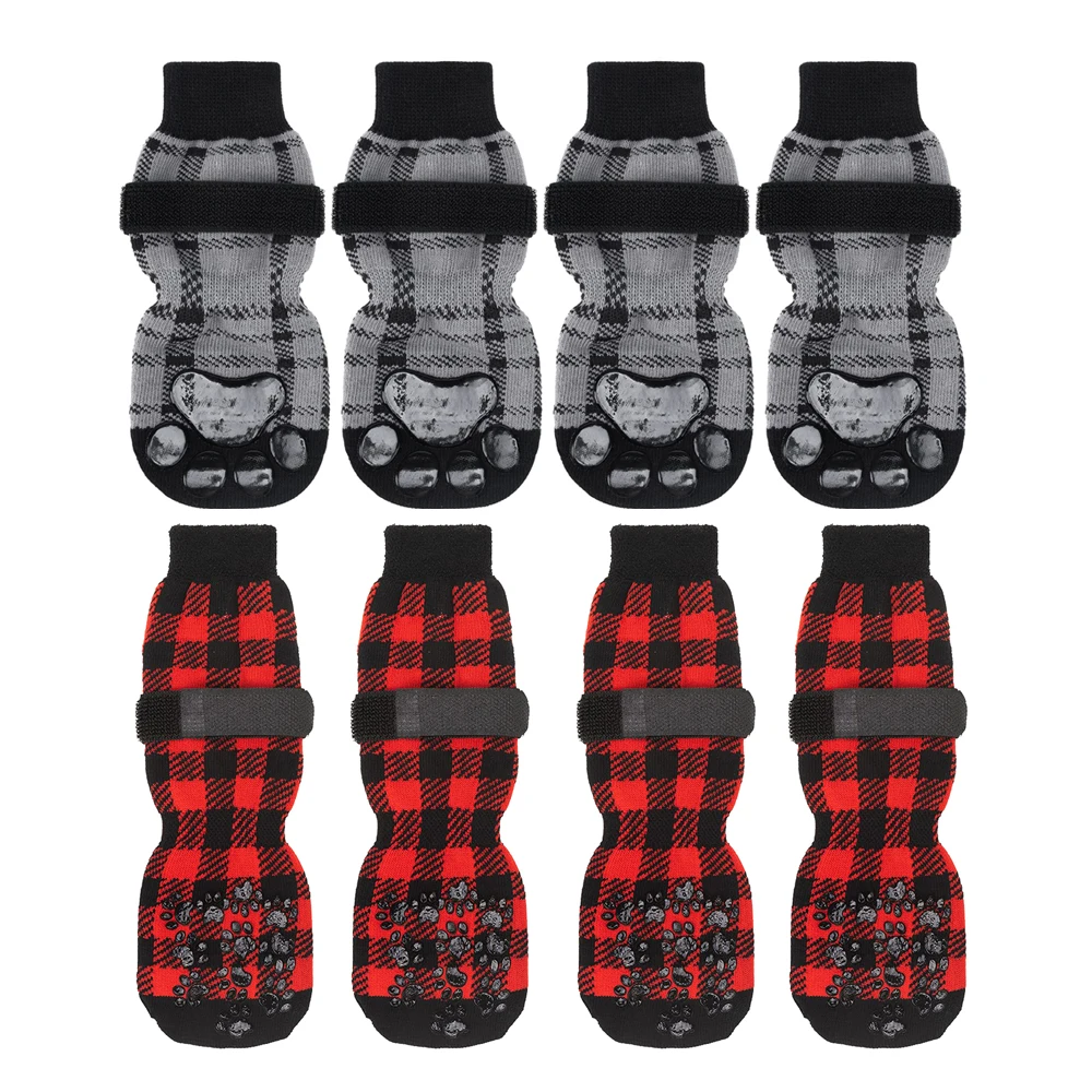 4pcs Non Slip Puppy Dog Socks Snow Dog Sock Boots Antiskid Dog Booties