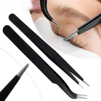 2PCS Precision Eyelash Tweezer Anti-Static Stainless Steel Tweezers Professional Lash Extension Nail Rhinestone Decoration Tools 2