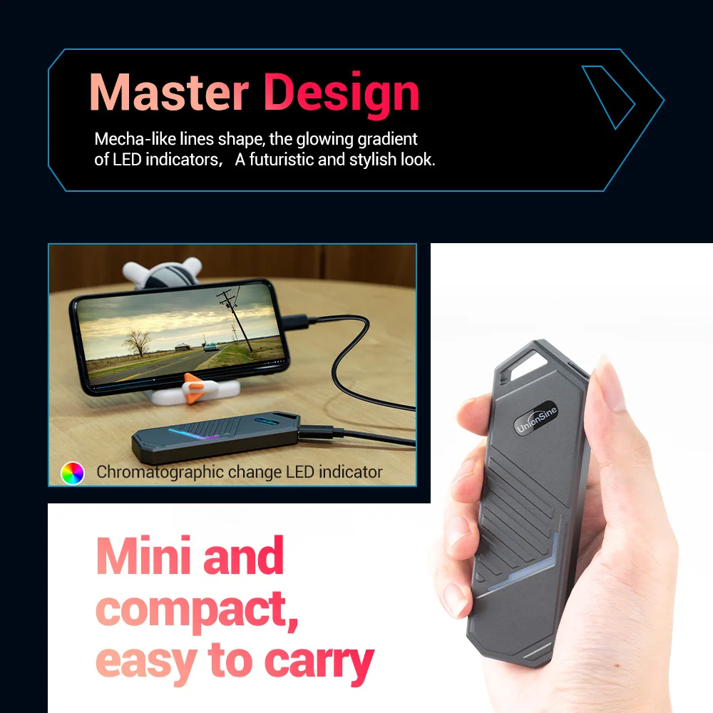 UnionSine M2 SSD ̽ NVMe USB 3.2 CŸ Gen2, 10Gbps Ŭ, ˷̴ ձ M.2 NVMe ָ Ʈ ̺, 2230 2242 2280