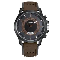 Men’s High Quality Casual And Versatile Fashionable Simple Large Round Dial Calender Hollow Out Frosted Strap Quartz Watch 2