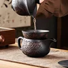 Long Handmade Jianshui Purple pottery Tea Filter Set Household Tea Separator Infusor Tea Strainer Tea Maker Tea Ornaments 6