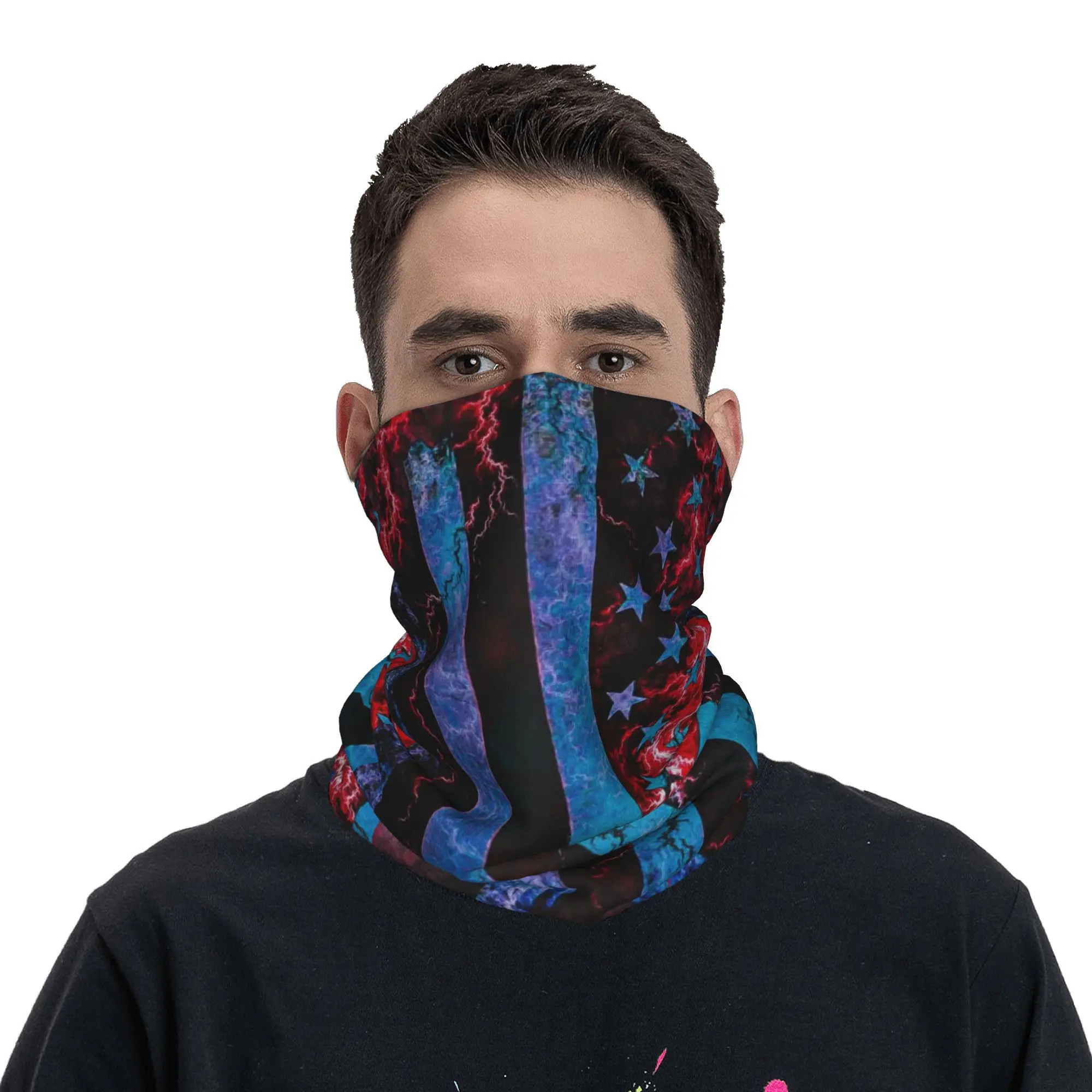 USA America Flag Bandana Neck Gaiter UV Protection Face Scarf Cover Men Women Headband Tube Balaclava
