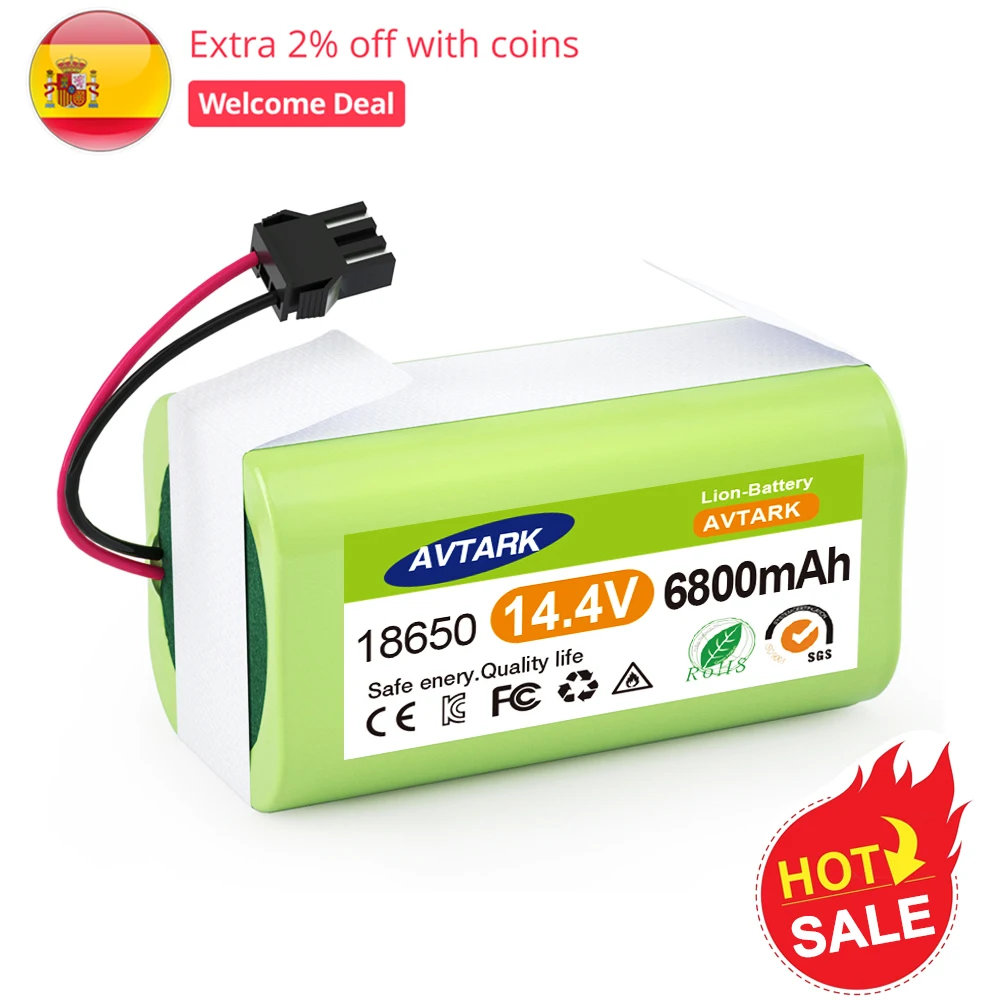 

14.4V 6800mAh Li-ion Battery for Conga Excellence 950 990 1090 1790 1990 Deebot N79S N79 DN622 Eufy Robovac 30 35C Rechargeable
