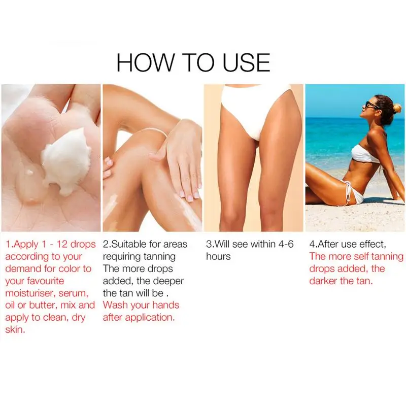 30ml Body Natural Bronze Sunscreen Self-Tanning Drops Body Tanning Lotion Skin Care Tanning Cream Tanner Lotion Skin Darken