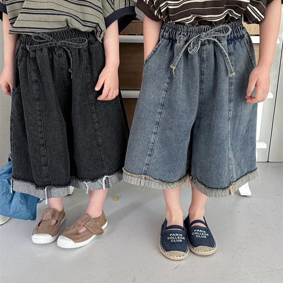 

2023 Summer New Children Denim Shorts Cute Baby Boys Casual Loose Pants Fashion Toddler Girls Jeans Casual Kids Trousers Clothes