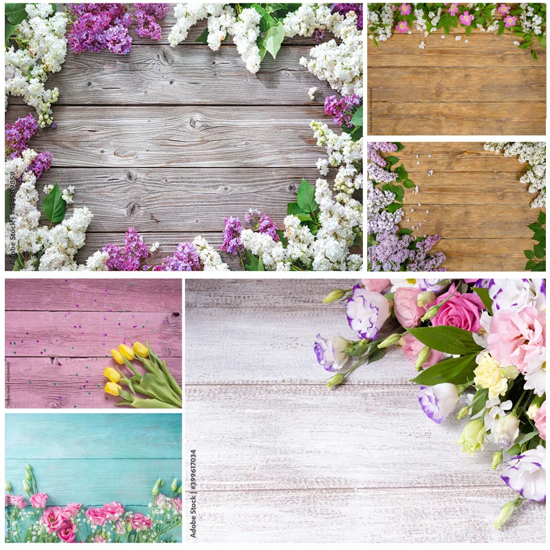 

ZHISUXI Vinyl Custom Photography Backdrops Props Flower Wood Planks Photo Studio Background 2211 HBB-06