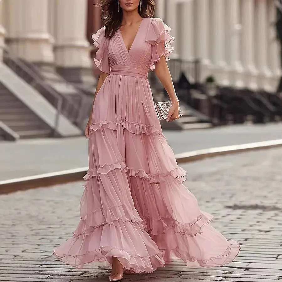 V Neck Dresses for Women Summer Spring Elegant Long Dress Maxi Dress Jumpsuit Overall Playsuit 5