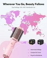 Brosse à air chaud 4 en 1 Lissage/Arrondissement/Volumisation Sèche-cheveux en une seule étape 2 vitesses et 3 modes de chaleur 100-240V avec prise US/EU/UK 6