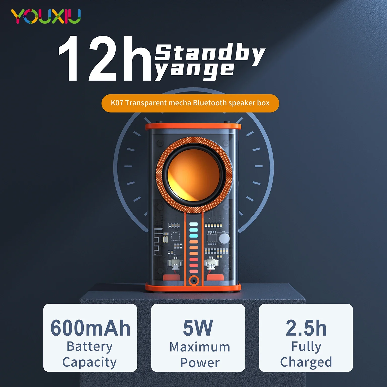 Портативный прозрачный Bluetooth динамик Mecha TWS подключение мини сабвуфер Поддержка 3D объемный стерео музыкальный центр громкоговоритель