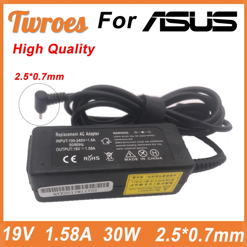 Power Adapter Laptop Charger AC Laptop Notebook Charger Power Supply 19V 1.58A 30W 2.5*0.7mm For ASUS AD820M0 AD82030 AD6630 AD82000 AD820MO Portable Adapter