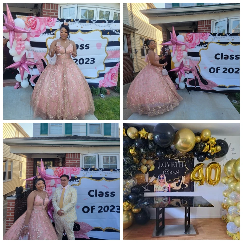 Photo Backdrop Fabulous Women 18 30 40 50th Birthday Party Balloon High Heel Rose Champagne Photography Background photo backdrop