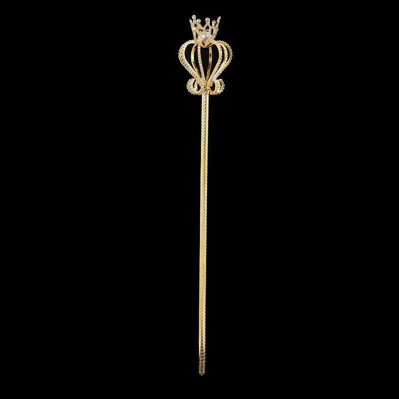 Cetro de cristal dourado e prateado tiara coroa para casamento_voghion.com