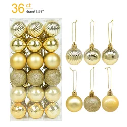 Festive Christmas Tree Ornaments - Elegant Hanging Decorations for Home and Party Decor 2023 (36pcs gold)