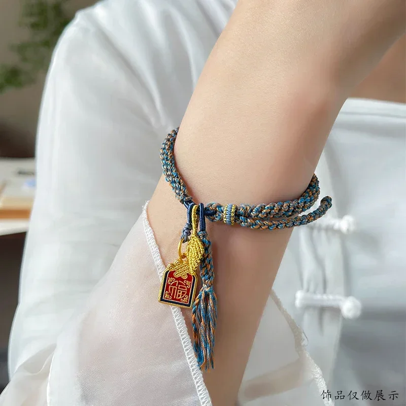 

Плетеная вручную тибетская веревка шармы полуготовый браслет ворсовая хлопковая линия цветная Веревка плетеная винтажная Этническая стильная Декорация