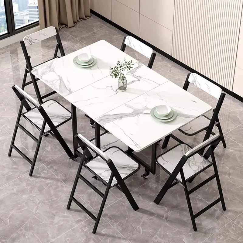 Tavoli da pranzo di lusso italiani Tavoli da pranzo moderni pieghevoli dal design unico Impermeabili Eleganti Muebles De Comedor Mobili per la casa - immagine 6