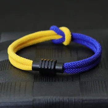 Yellow Blue Rope Bracelet Concentric Knot
