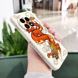 Red Flame Dragon Liquid Silicone Phone Case Cover - OnePlus 10R (White)