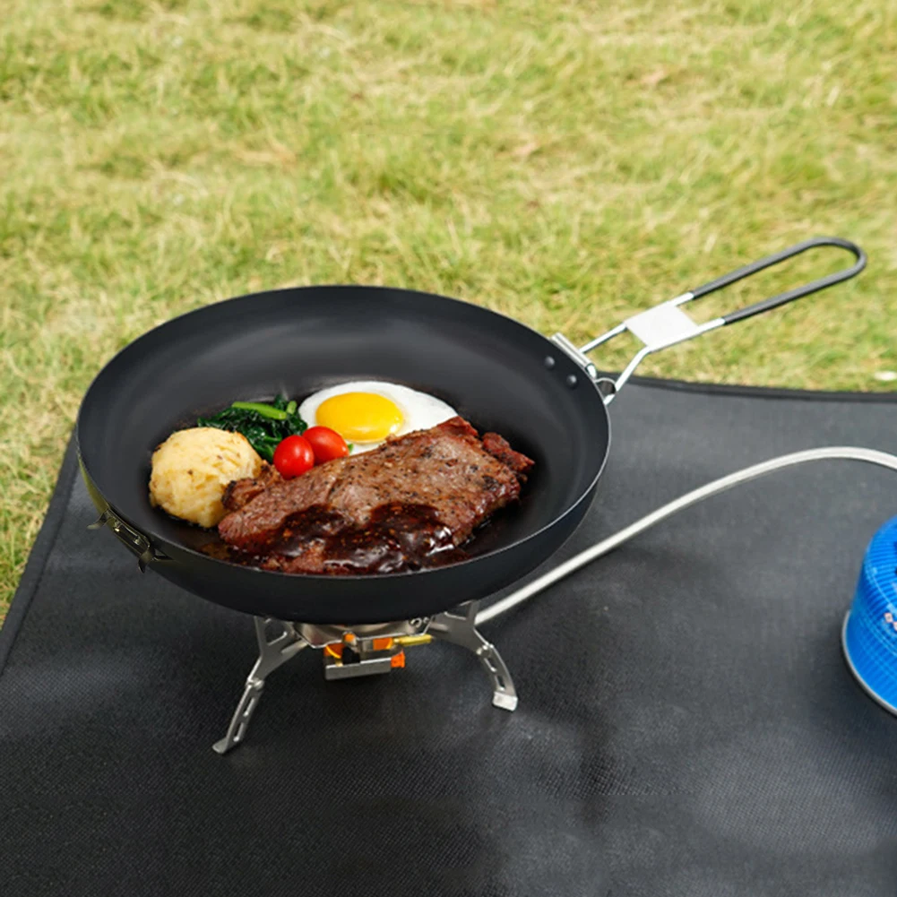 Nonstick Frying Pan Portable Barbecue Frying Pan Foldable Handle with Scratch-resistant Coating Barbecue Camping Cookware