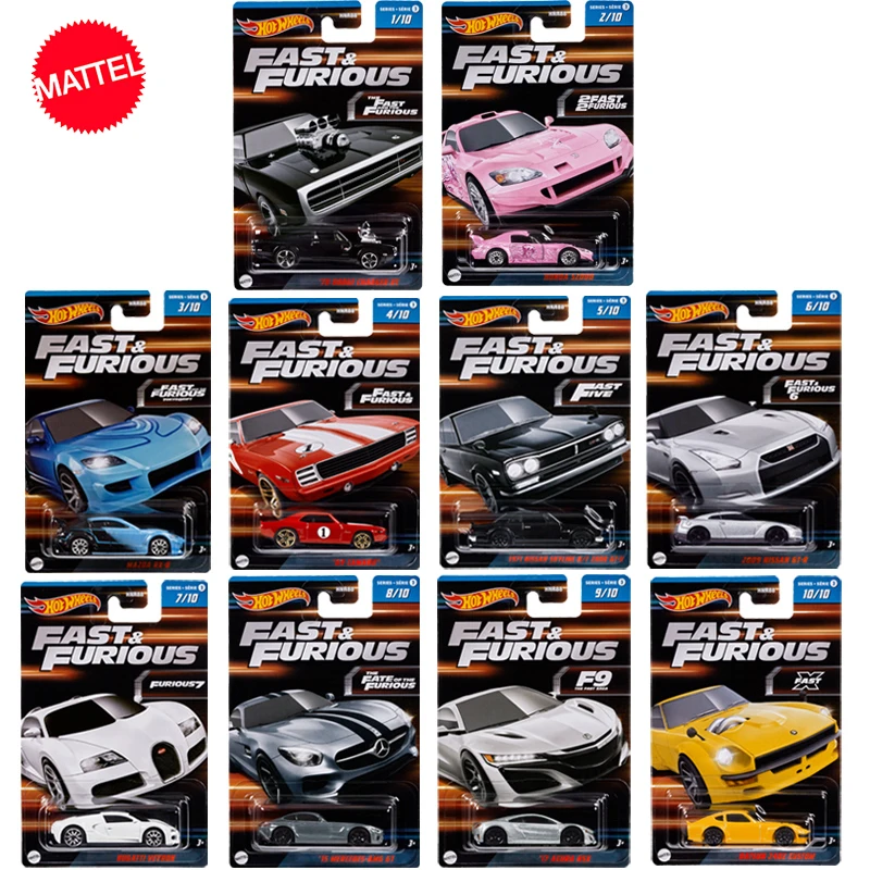 Original Genuine Mattel Hot Wheels Car 1/64 10Pack Fast And Furious Series Set Mazda Rx-8 Vehicle Toys For Boys Collection Gift