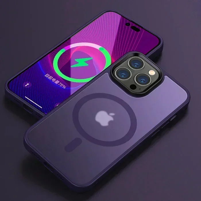 thumbnail image 1 of Magnetic Luxury Matte Shockproof Translucent Armor Case For iPhone 15 14 13 12 11 Pro Max Plus Magsafe Hard PC Bumper Cover, 1 of 5