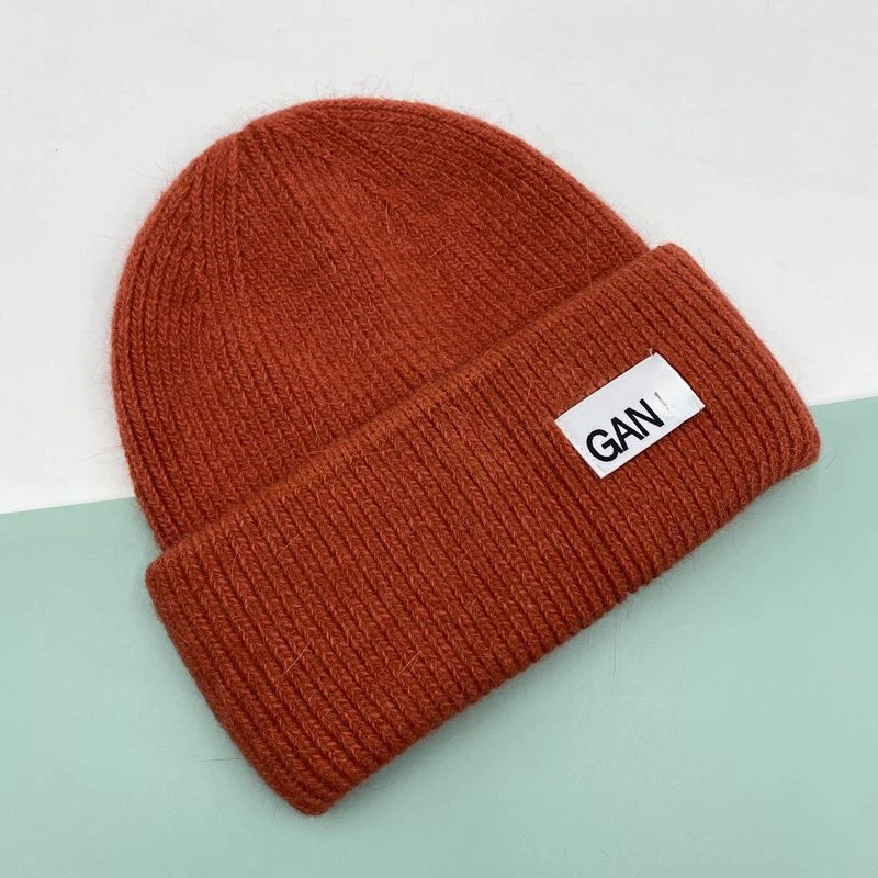 

Solid Rabbit Fur Knitted Beanie Hat 2023 Autumn Winter Three-Fold Thickened Hats Fashion Soft Outdoor Sport Warm Couple's Caps