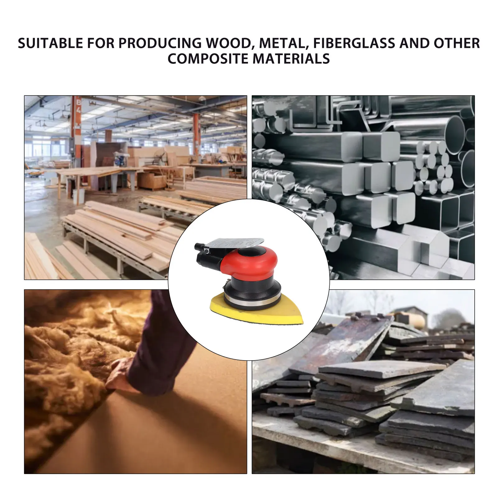 Air Powered Polisher Machine 1/4in Air Powered Sander Polisher 90PSI Triangle Long Vibration Pneumatic Sanding Machine 10000RPM 6