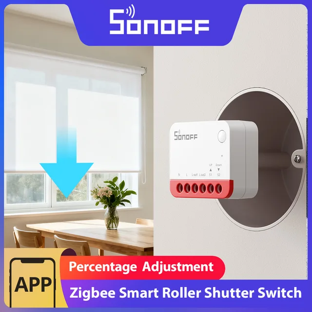 SONOFF MINI-ZBRBS Zigbee Smart Roller Shutter Switch Mini Size Smart Scene Signal Booster Transform Curtains Sonoff Zigbee Hub