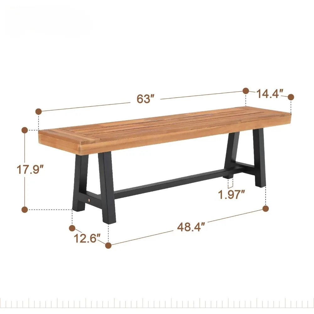 Acacia Wood Outdoor Bench – 63” 2
