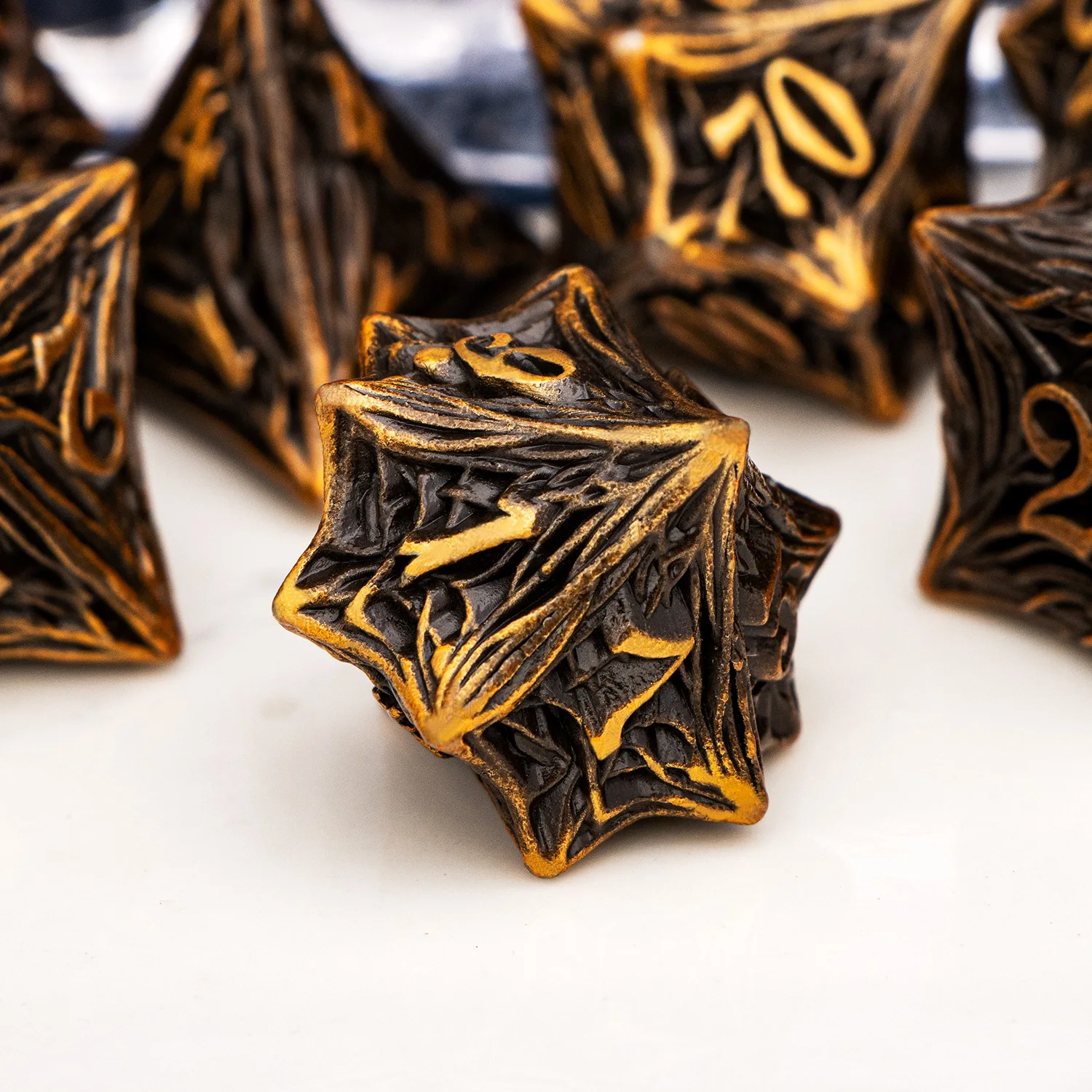 OGCOPHEN D and D Tree Root Dnd Metal Role Playing Game Dice Set for Dnd D6 Dungeon and Dragon Blood Dripping D&D Roll Dice Set