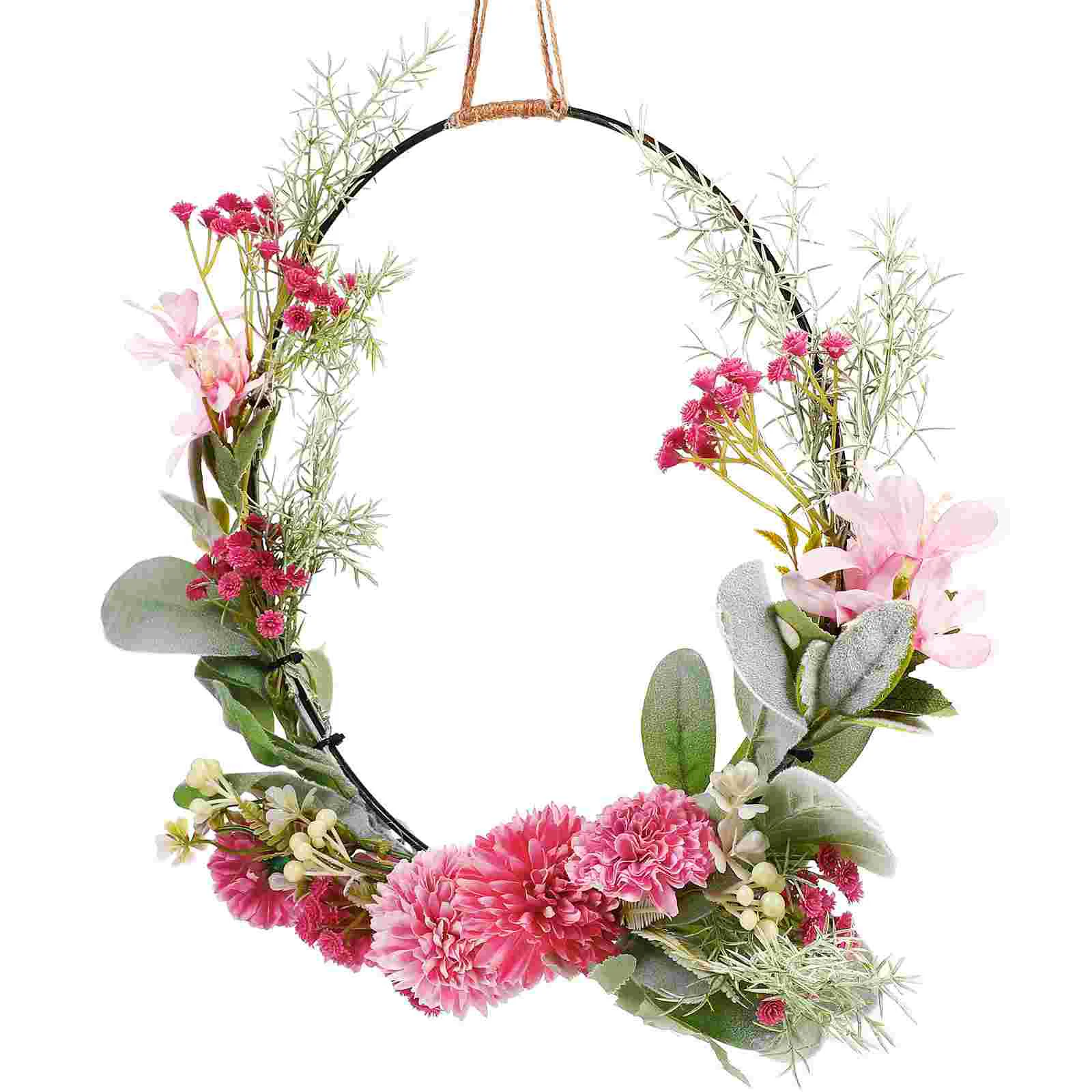 

Artificial Flower Wreath Delicate Hanging Simulation Flowers Leaves Circle Garland Decoration for Wall Front Door Wedding Party