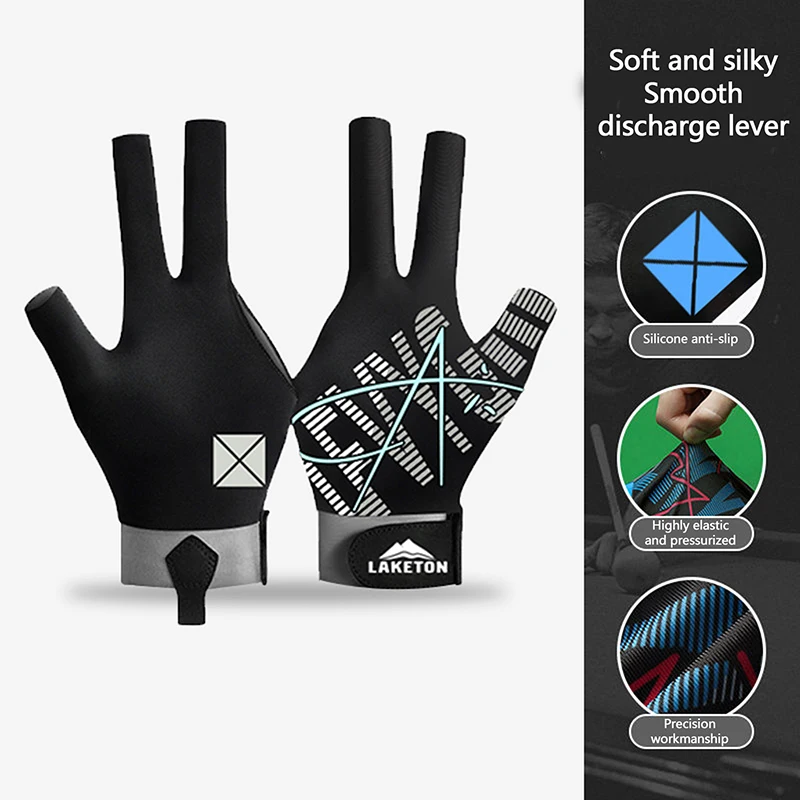 Billiard Gloves 1pc Left Hand Three Finger Snooker Billiard Glove Non Slip Stickers Elasticity Billiard Training Gloves