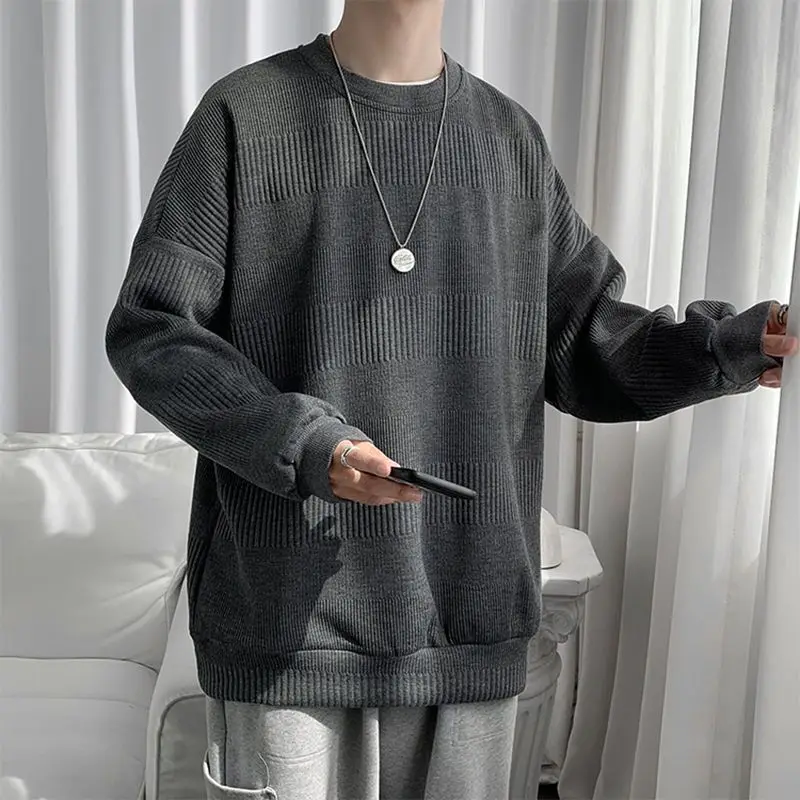

High-end Sweatshirt for Men Loose Trendy Versatile Round Neck Sweater, Sweater Jacket, Personalized Simple Versatile Sweatshirt