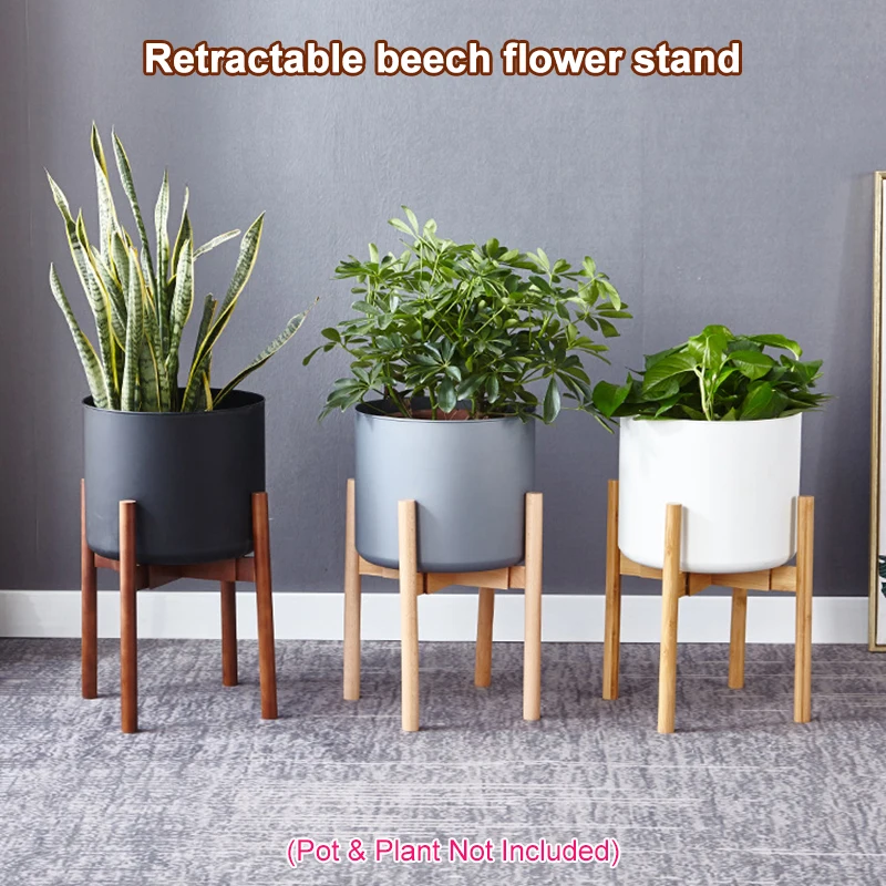 Adjustable Plant Stand Holder Rack Wooden Sturdy Convenient And Quick Save Space for Flower Potted Indoor Outdoor 38X30cm TB