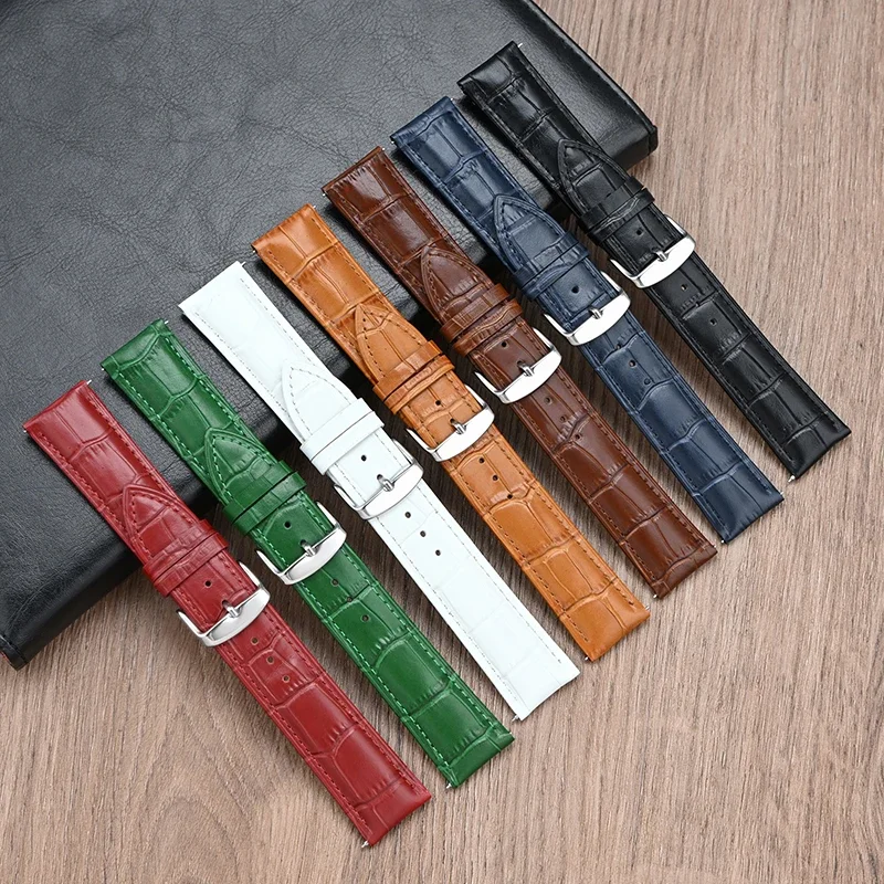 Premium Genuine Leather Quick Release Watch Band with Butterfly Buckle