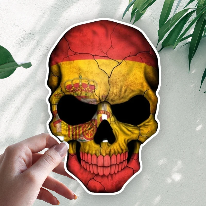 

Creative Skull Flag Spanish Interesting Car Stickers Motorcycle Vinyl Decal Waterproof Windshield Auto Accessories #S90291